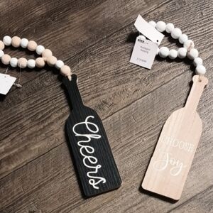 Handcrafted Wooden Wine Bottle Ornament CHEERS